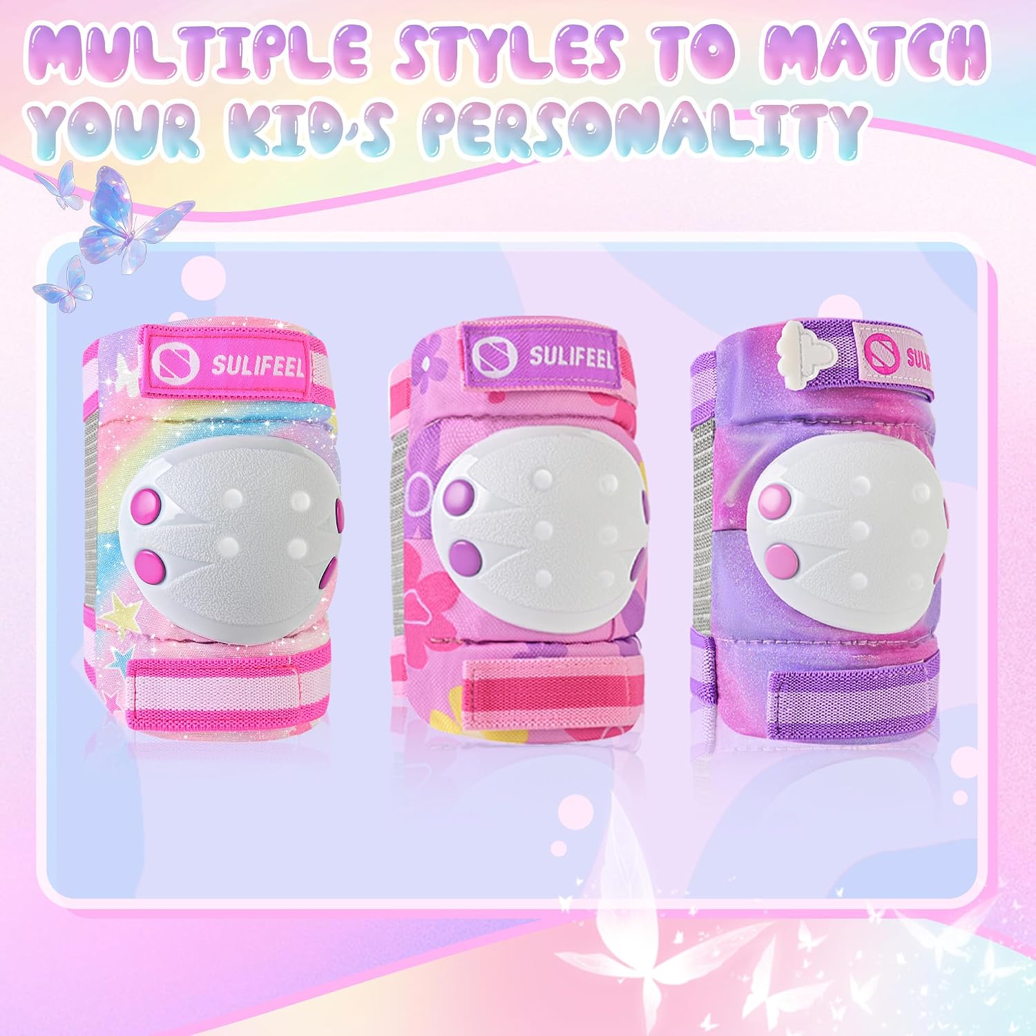 Kids Knee Pads Elbow Pads and Wrist Guards Set - 3-Pack Protective Gear with Drawstring Bag for Boys Girls Ages 3-15 - Ideal for Roller Skating, Skateboarding, Cycling, BMX, Scooter