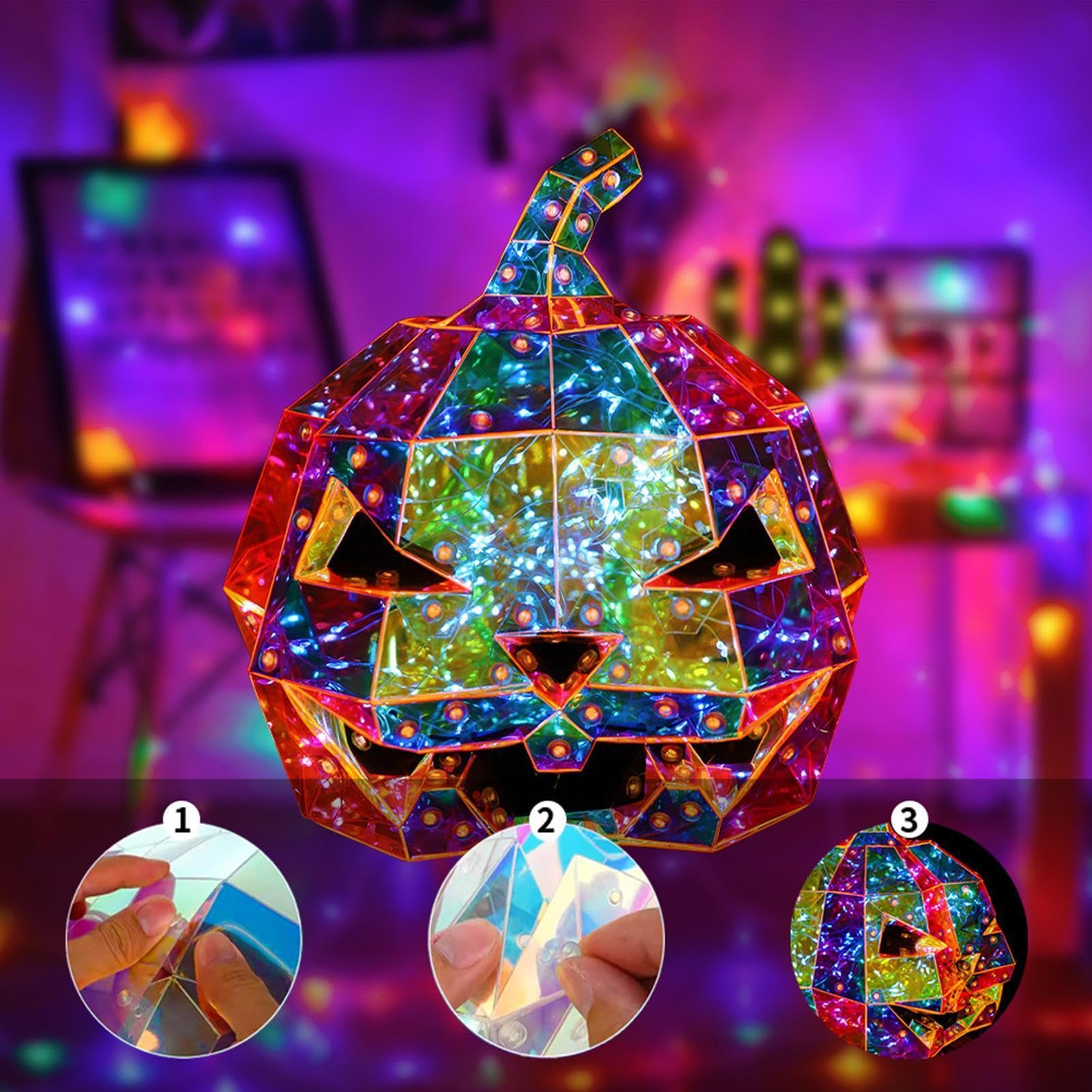 Halloween dekoracje dyni świecące pryzmatyczne plug and play