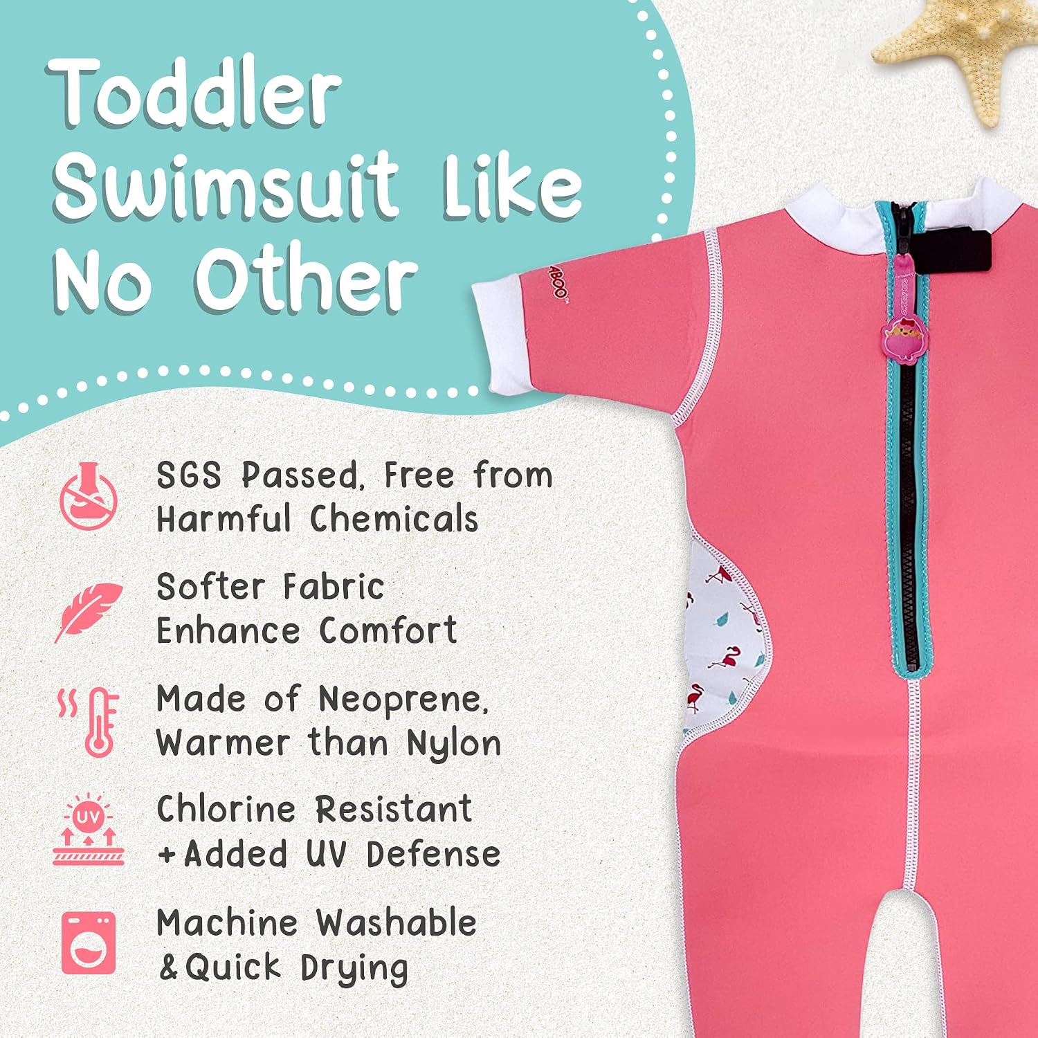 Warmiebabes Baby & Toddler Thermal Swimsuit 2mm Neoprene Wetsuit | UPF50+ Sun Protection, Snug Arm & Leg Bands | Keeps Infants & Kids Warm in Water (6 Months – 4 Years)