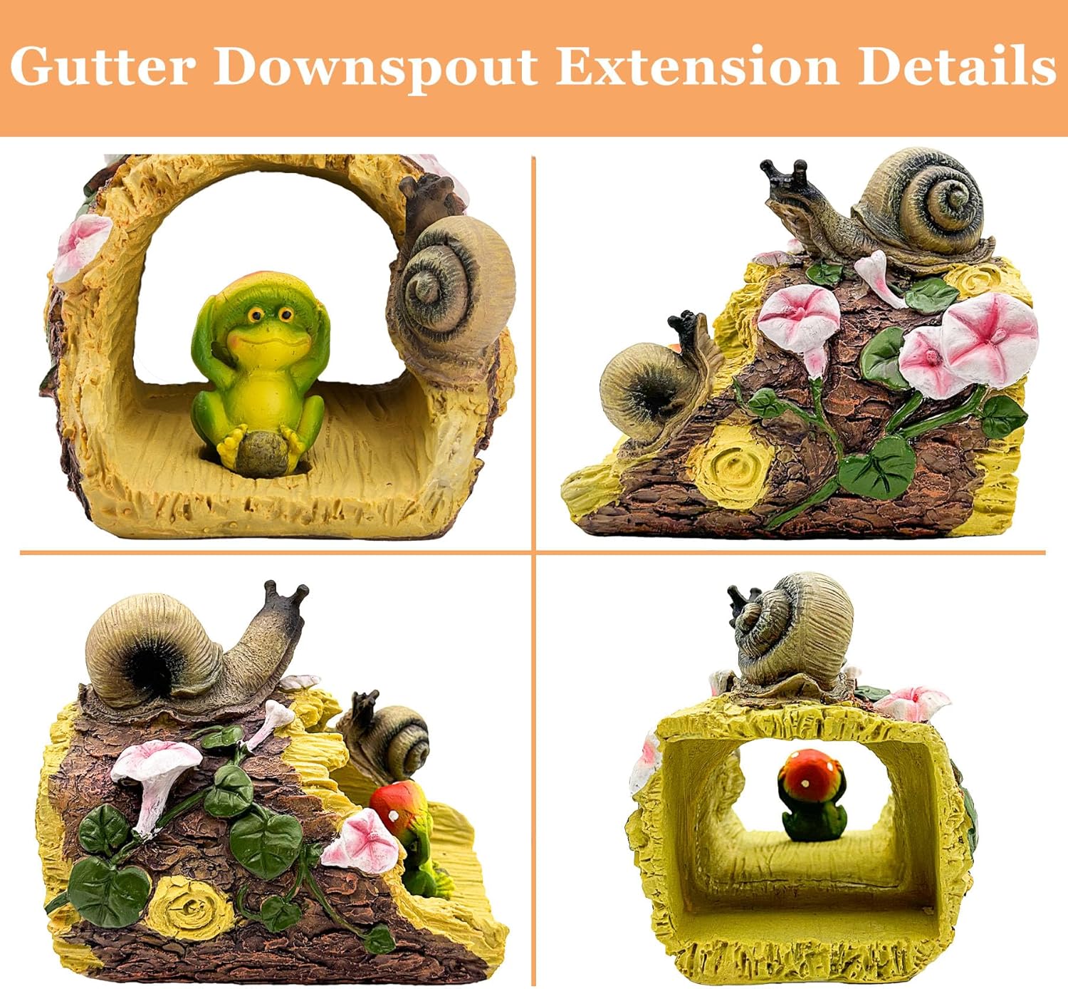 Teaeeno Frog Gutter Downspout Extension Decorative, Animal Gutter Extension Decor Statue,4"×3" Rain Gutter Downspout Splash Block,Garden Splash Block Outdoor Sculpture (Snail)