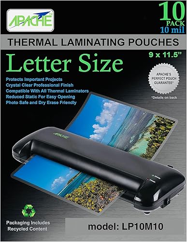 Miniatura 8 de Apache Bolsas de laminado de 10 mil, para hojas de papel tamaño carta de 8.5 x 11 pulgadas, 9 x 11.5 pulgadas, paquete de 100