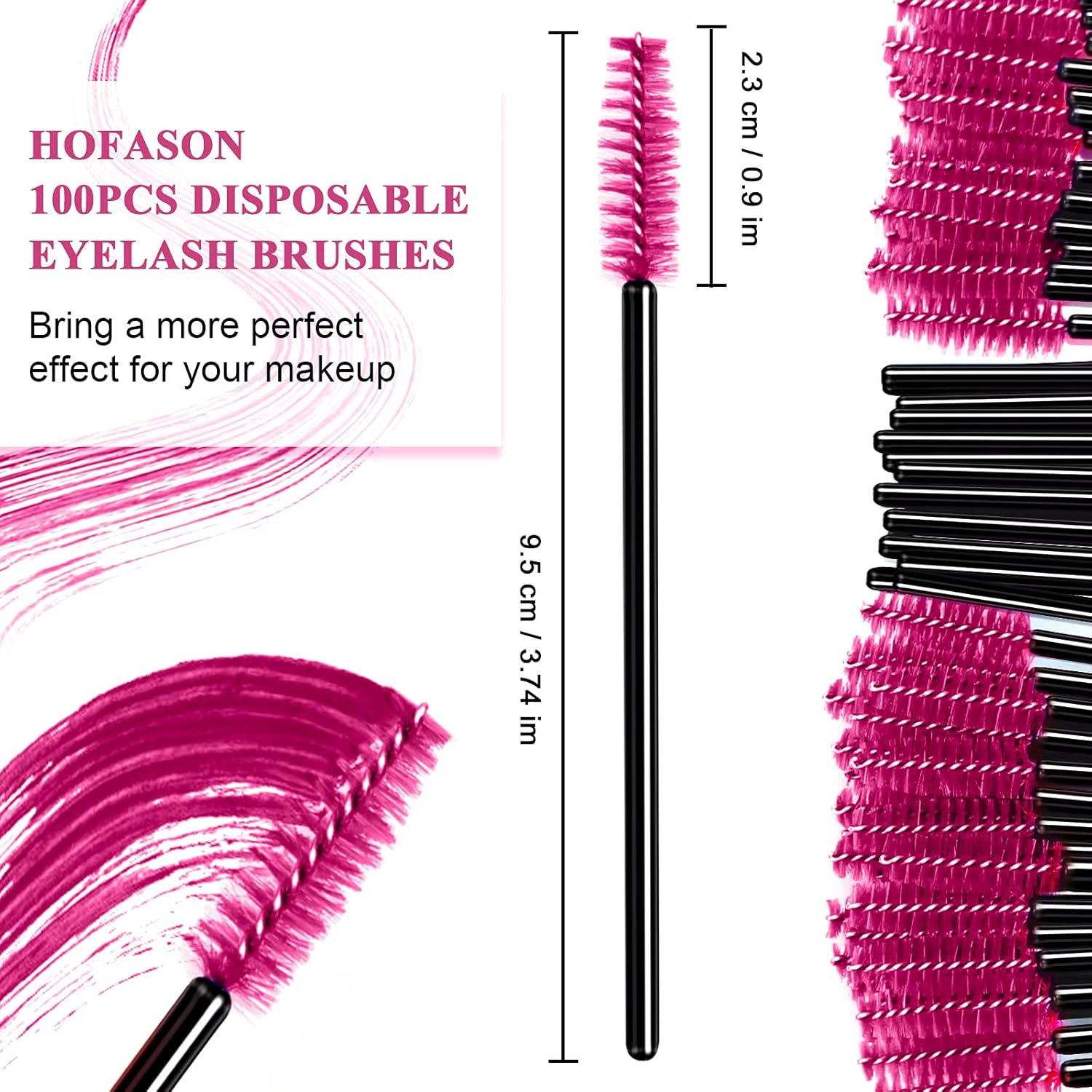 HOFASON 100PCS Eyelash Mascara Brushes Disposable Wands Applicator Eyebrow Brush Spoolies Brushes for Eye Lash Extension, Eyebrow and Makeup (Rose) : Beauty & Personal Care