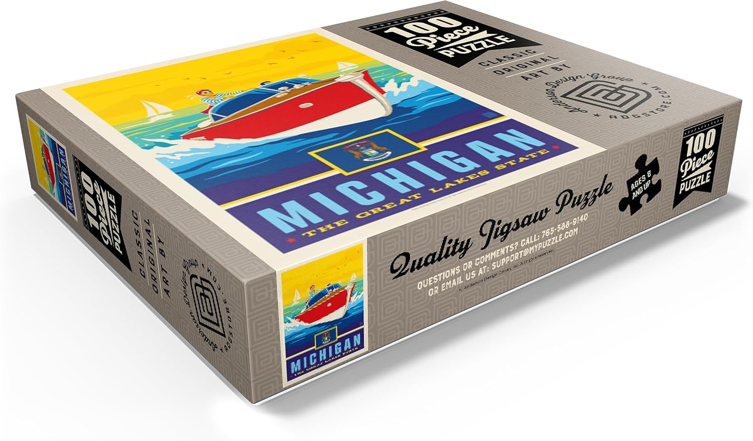 MyPuzzle Michigan: The Great Lakes State - Premium 100 Piece Jigsaw Puzzle for Adults