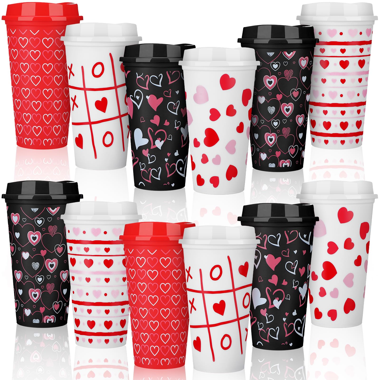 Amazon.com: Pickmesh 12 Pack Valentines Day Coffee Cups Mugs Gift Bulk for  Teachers Thank You Reusable Plastic Coffee Mugs with Lids Travel Tumblers  Gift for Hot and Cold Drinks(Heart Style,16 oz) :
