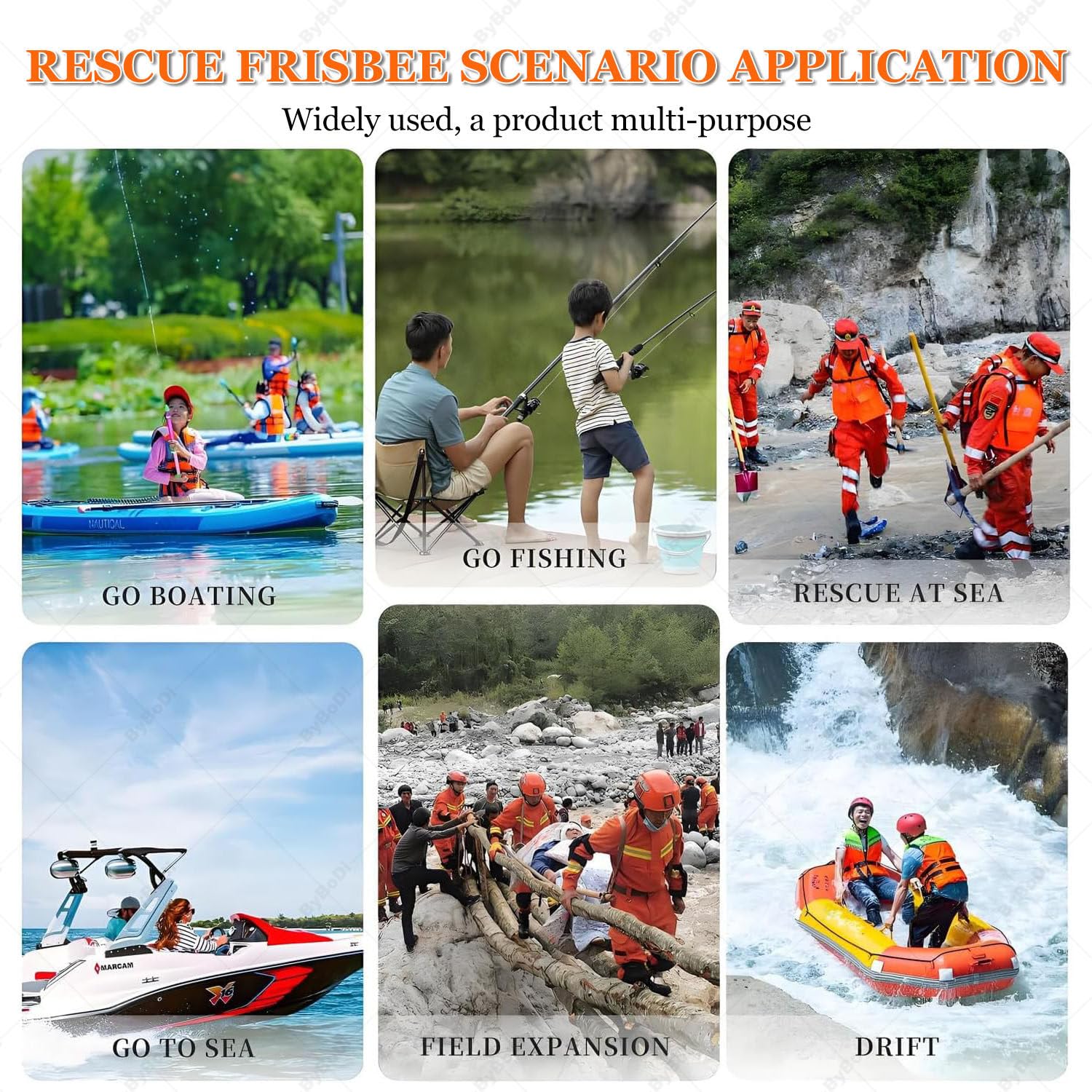 Disco de rescate de agua lanzable con cuerda y anillo de mano para situaciones de emergencia en piscinas, lagos y barcos