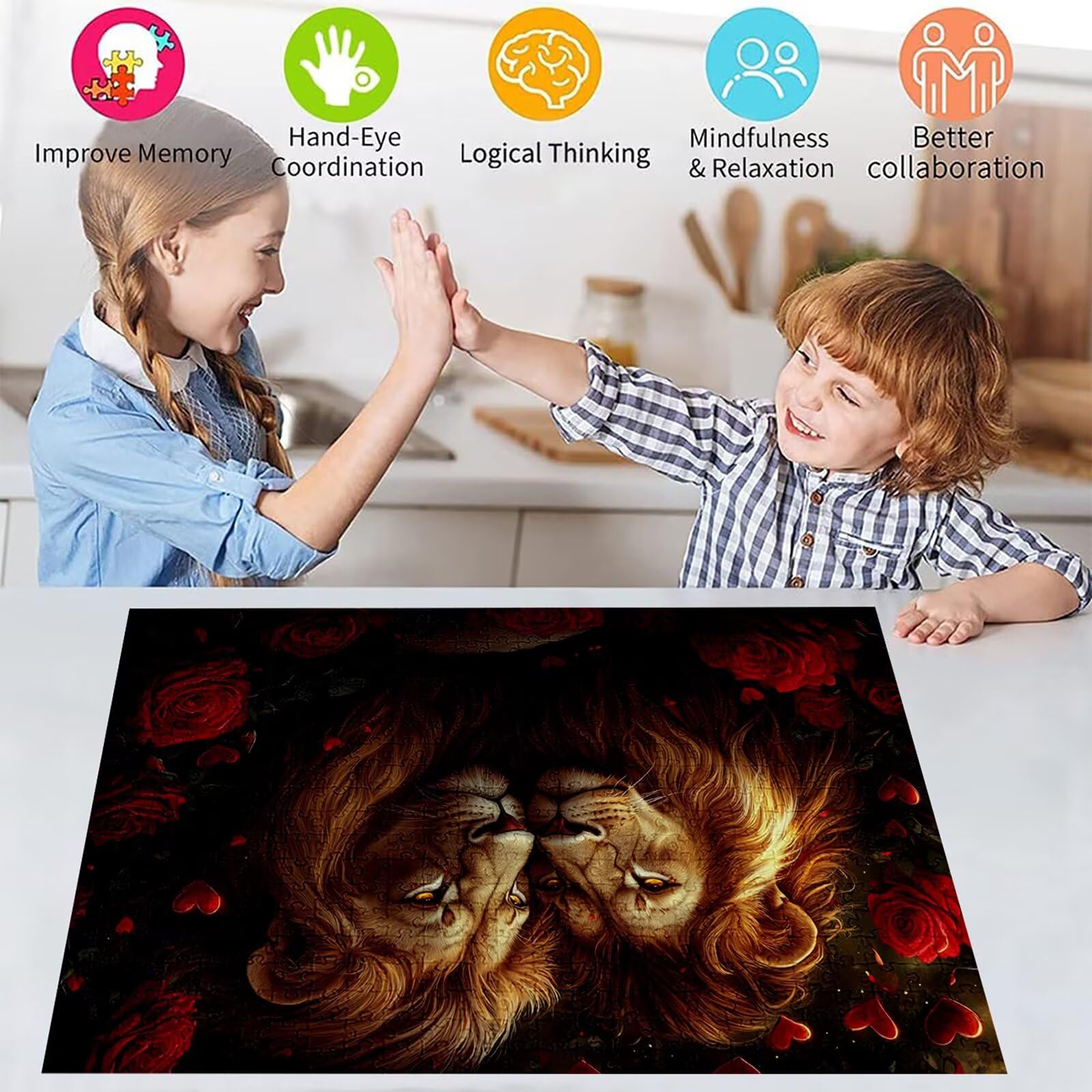 Puzzle 4000 elementów lew puzzle dla dorosłych różowe 141x87cm Unikalne rzemiosło klasyczne 3D drewniana układanka do rodzinnych gier aktywnych, układanka do samodzielnego wykonania nawet do dekoracji