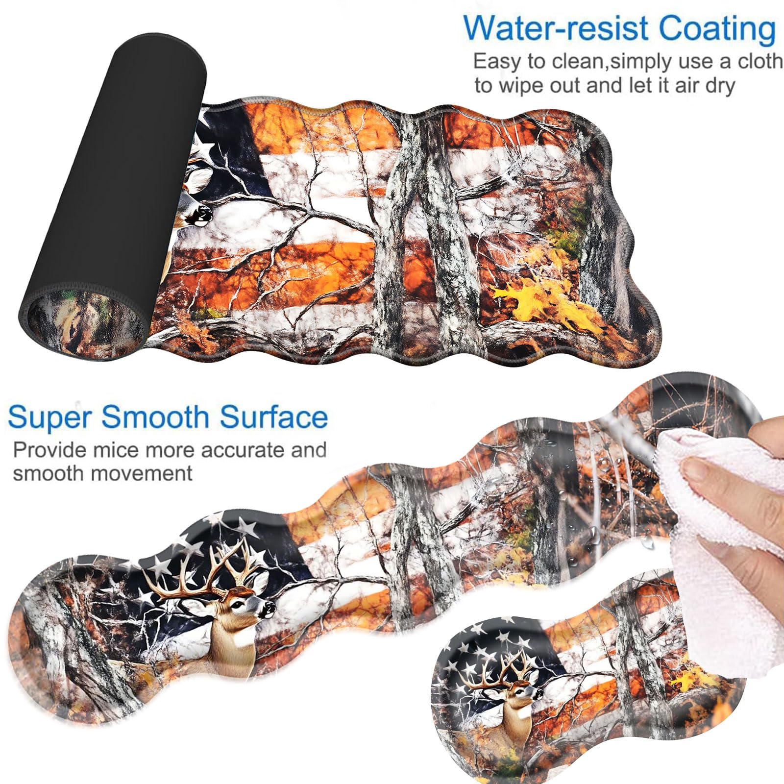 Alfombrilla de escritorio, alfombrilla de mouse con reposamuñecas, 4 en 1, alfombrilla de mouse grande para escritorio, alfombrilla ergonómica para mouse y reposamuñecas para teclado