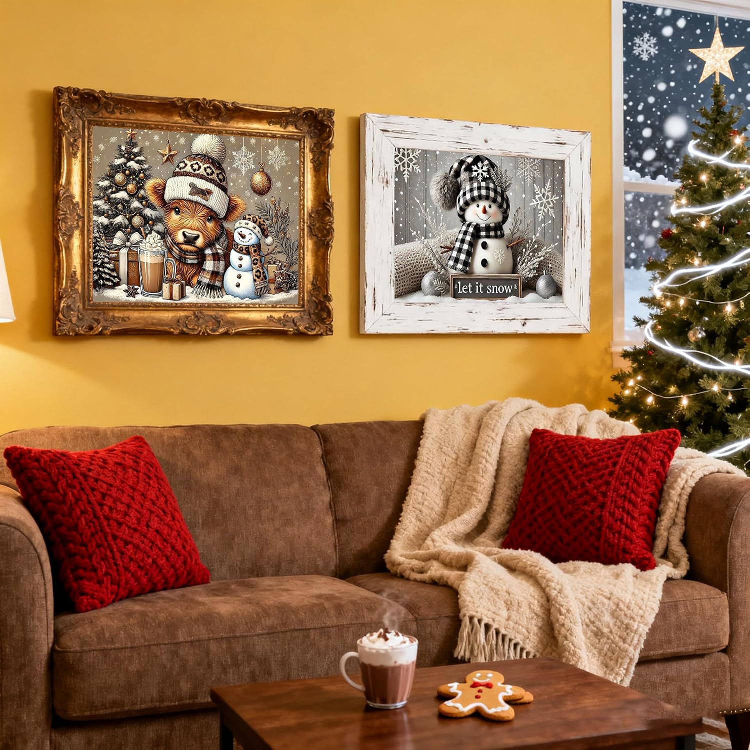 TCDZMYGS 4 Pack Christmas Paint by Numbers Kit for Adults Beginner,Paint by Number Kits Without Frames,DIY Acrylic Oil Painting by Numbers for Home Wall Decor 12x12-12x16 inch