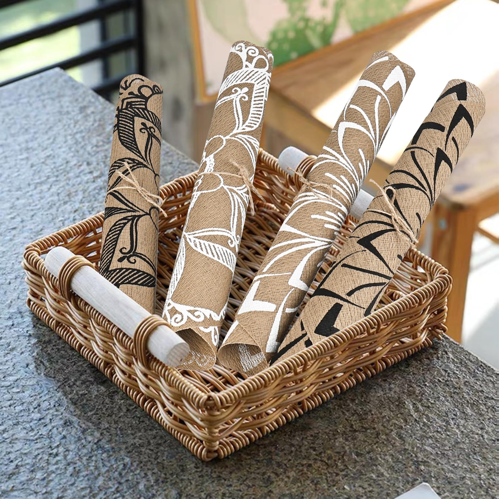 Set di 8 tovagliette e tovagliette dorate, lavabili, rotonde, cave, per tavolo da cucina, resistente al calore, in PVC, per tavolo da pranzo, Natale, matrimonio, ristorante, hotel, 39,4 cm