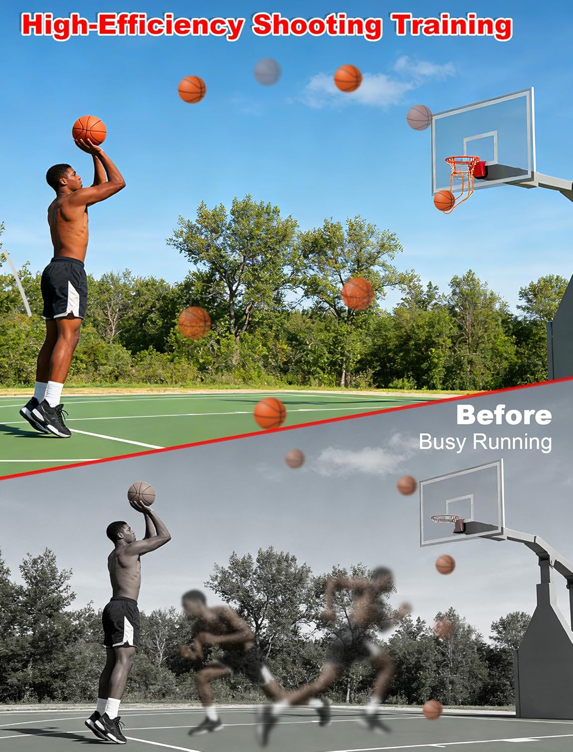 Rotatable Basketball Return Attachment: Heavy Duty Basketball Rebounder with Stable Large Hooks Set for 14"-18" Rim Baskets - Training Accessories for Shooting Practice Outdoor & Indoor