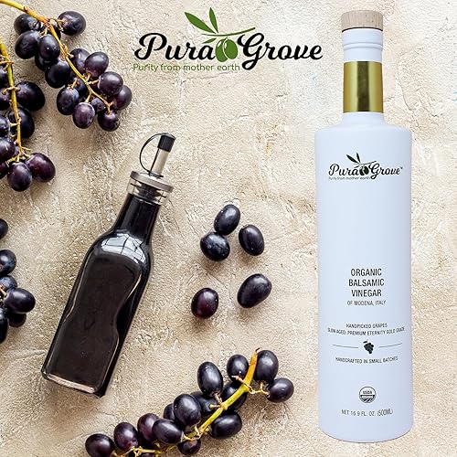 Miniatura 4 de Pura Grove Vinagre balsámico orgánico de Módena Italia  Envejecimiento lento Premium Eternity Gold Grade  Seleccionado a mano y fabricado en