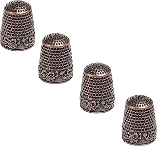 Sponsored Ad - AXEN 4 Pieces Sewing Thimble, Metal Sewing Thimble Finger Protector, Accessories DIY Sewing Tool, Red Bronze