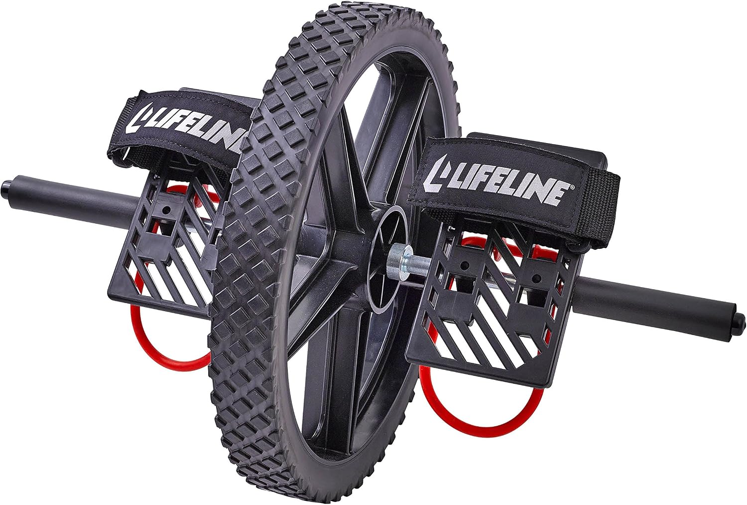 Lifeline Power Wheel for At Home Full Body Functional Fitness Strength including Abs & Core, Lower Body and Upper Body with Foot Straps for More Workout Options , Black