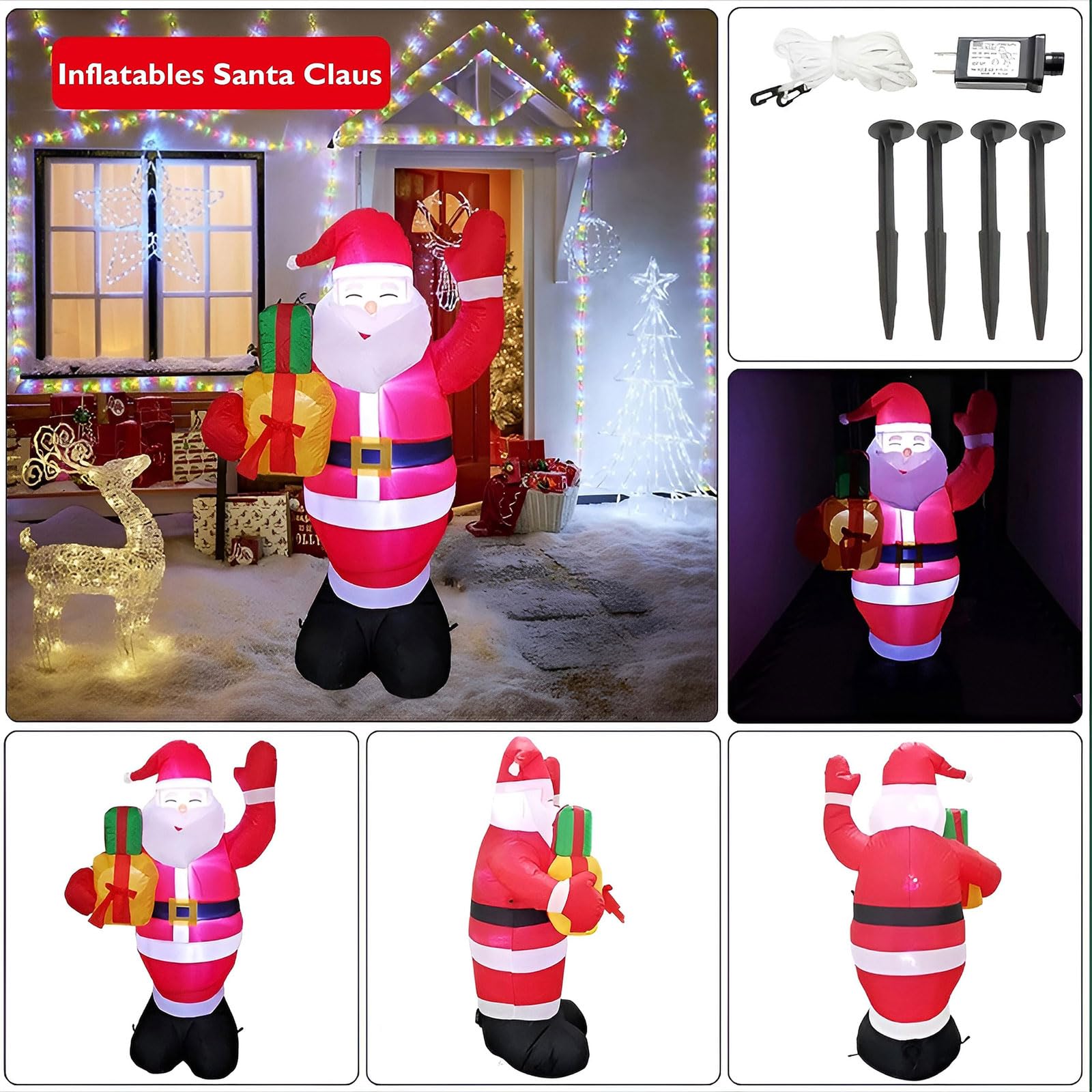 Decoración navideña Inflable 150cm Inflables navideños Papá Noel