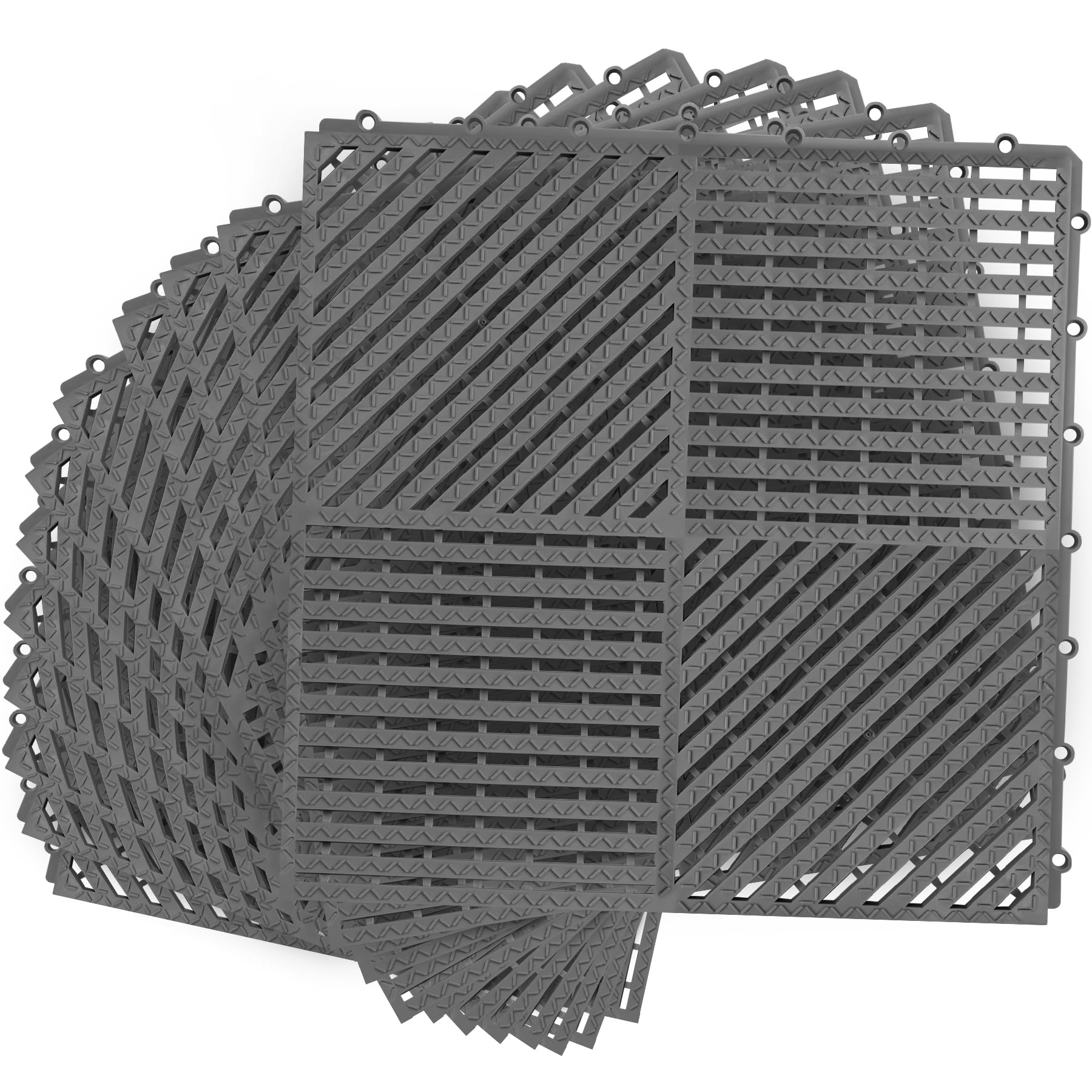 MYFAMIREA Modular Interlocking Cushion 12 Pack 11.8" x 11.8" Rubber Floor Tiles Non-Slip Splicing Drainage Mats for Deck, Pool, Shower, Patio, Balcony, Bathroom, Kitchen, Yard (1 Rows Dots, Black) — Amazon image 9