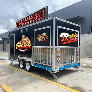 Food Truck, Mobile Catering Food Trailer for Sale with Barbecue Grill, Salad Prep Station, Refrigeration Units, and Serving Counters for Street Vendors, Pop-Up Events