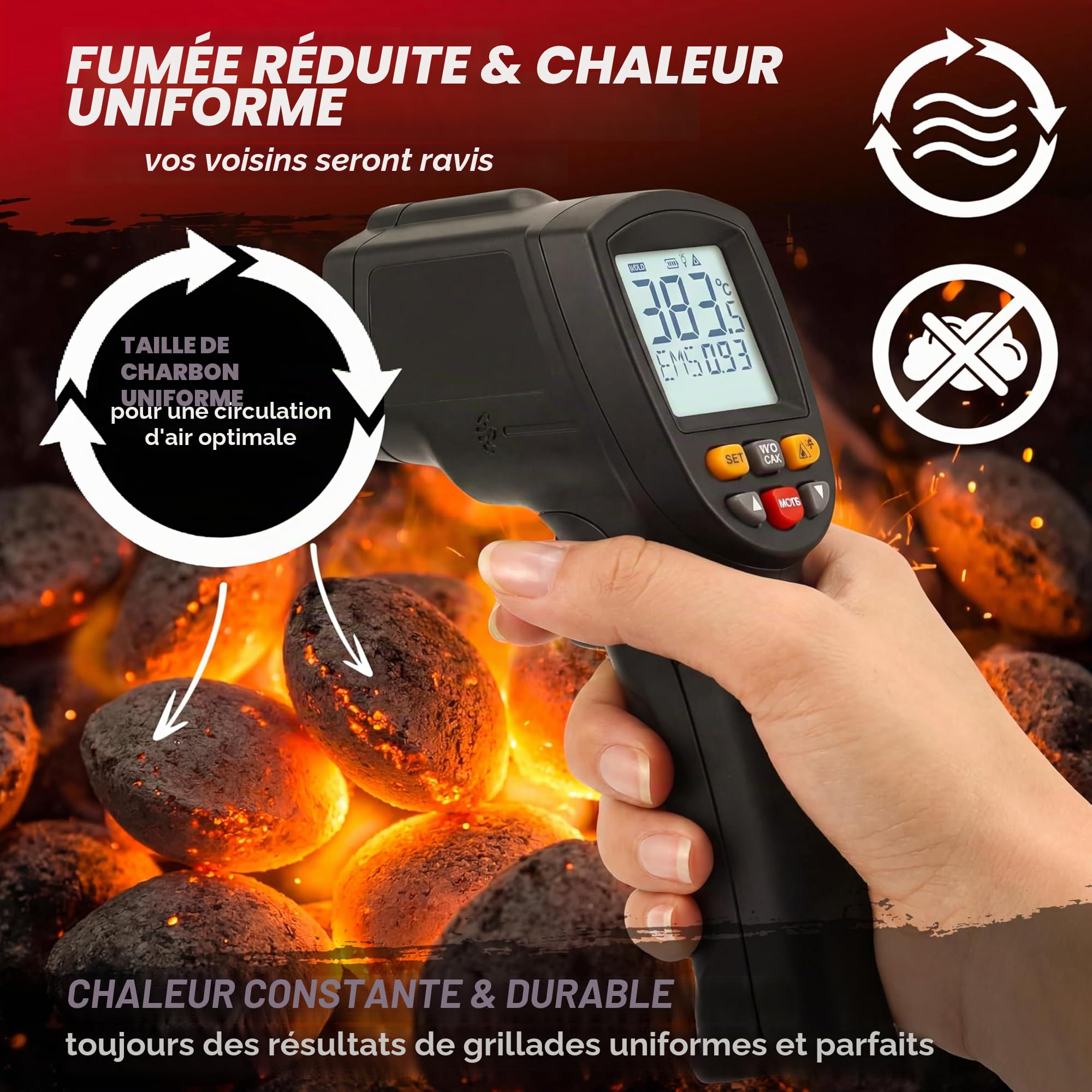 DEUBA® Briquettes de Charbon de Bois 27kg 9x3kg briquettes Bois Longue durée Barbecue BBQ braises Durable Grill briquets Charbon Bois Facile à Allumer