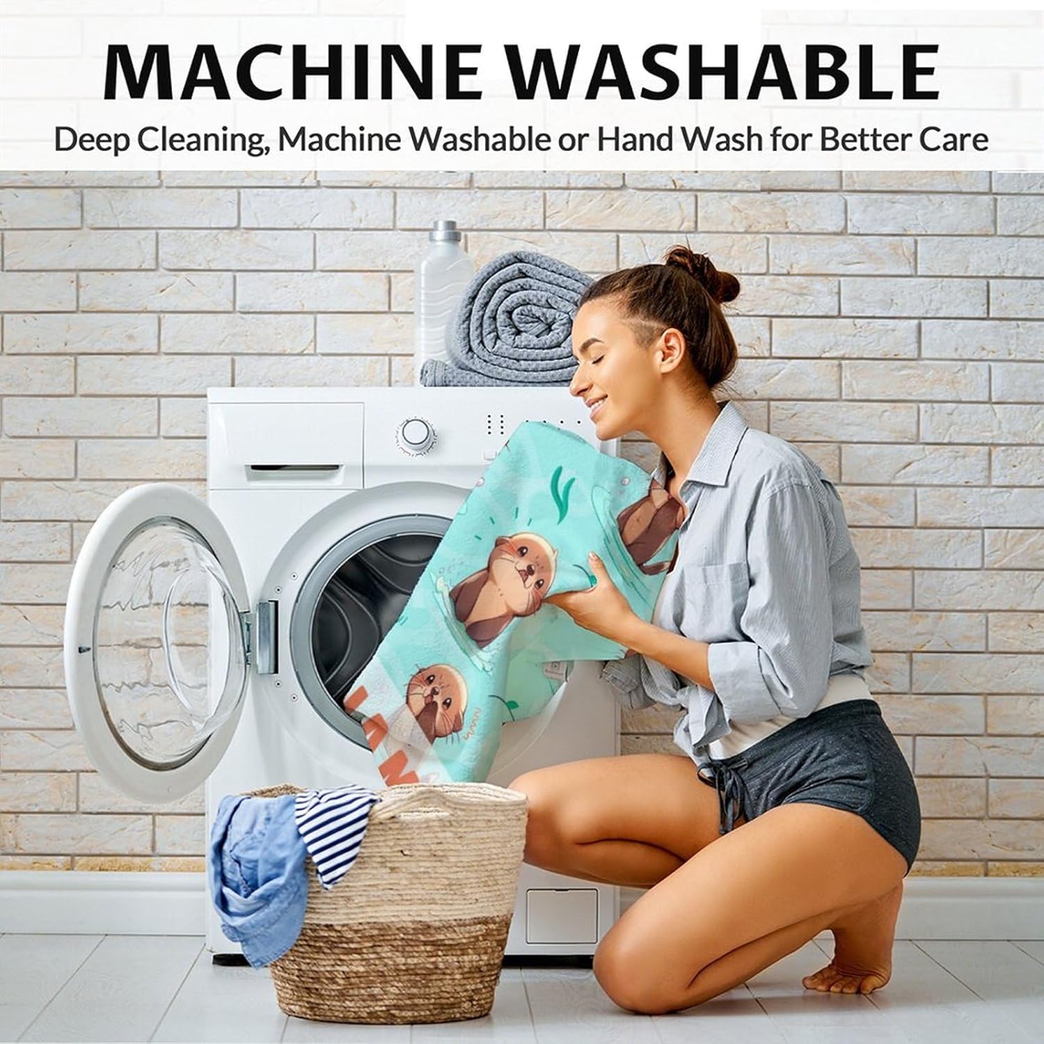 Personalized Otter Throw Blanket - Soft, Fuzzy & Warm - 60x80 Inches Twin Size Blanket for Bed, Couch - Green Cute Throw Gift for Girls, Boys