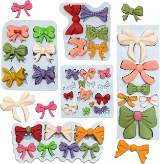 5PCS Bow Chocolate Molds Mini Bow Fondant Candy Silicone Molds for Baking Butterfly Tie Edible Bow Mold for Gummy Cake Pops Ice Jelly Cookie Cupcake Decorating