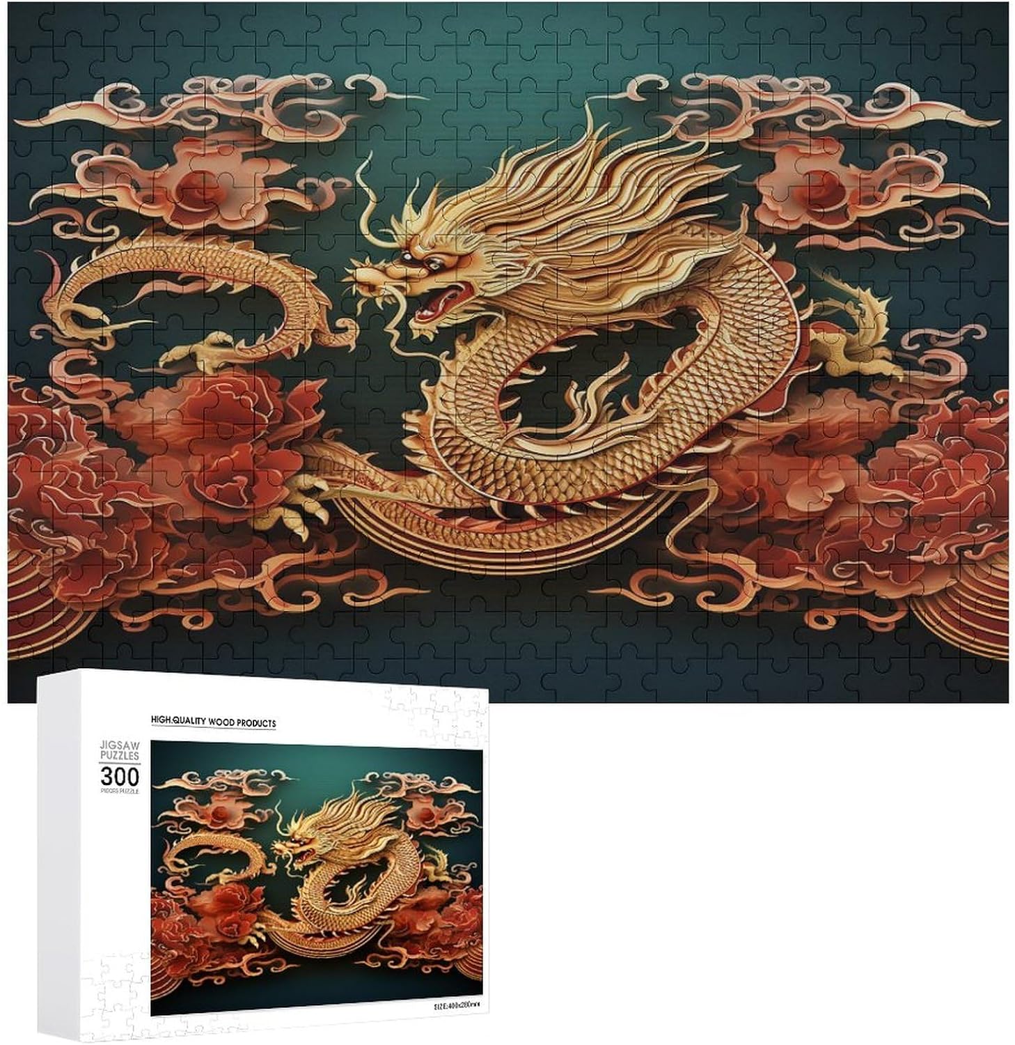Chinese Dragon 300 Pieces Wooden Puzzles for Adults 15 X 20.5in