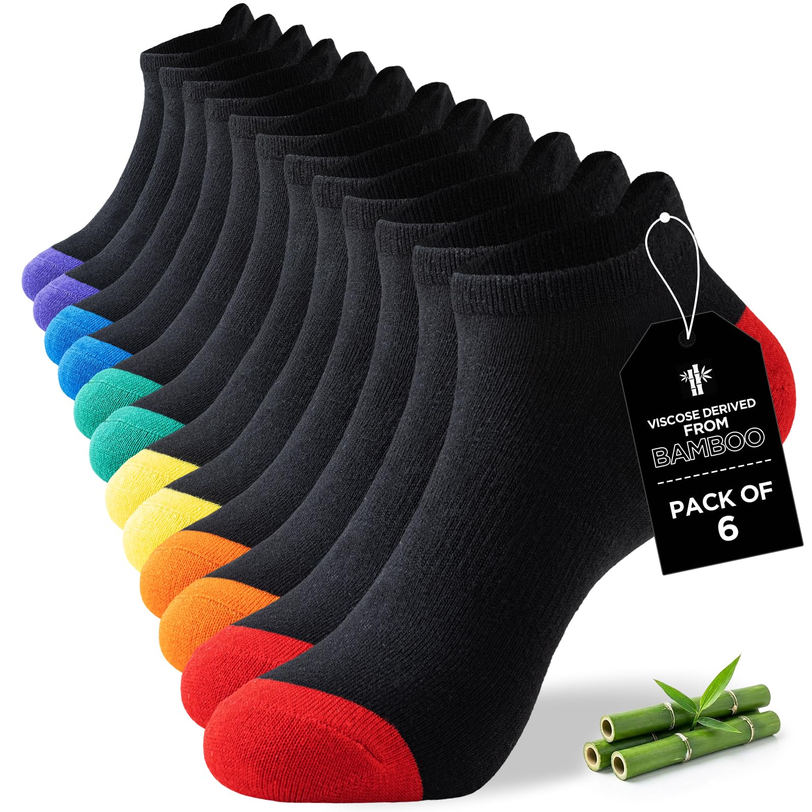 Niorasen Bamboo Trainer Socks for Men and Women 6 Pairs Ankle Sports Summer Socks Anti Blister Running Athletic Breathable Socks Low Cut Walking Short Socks — view 10