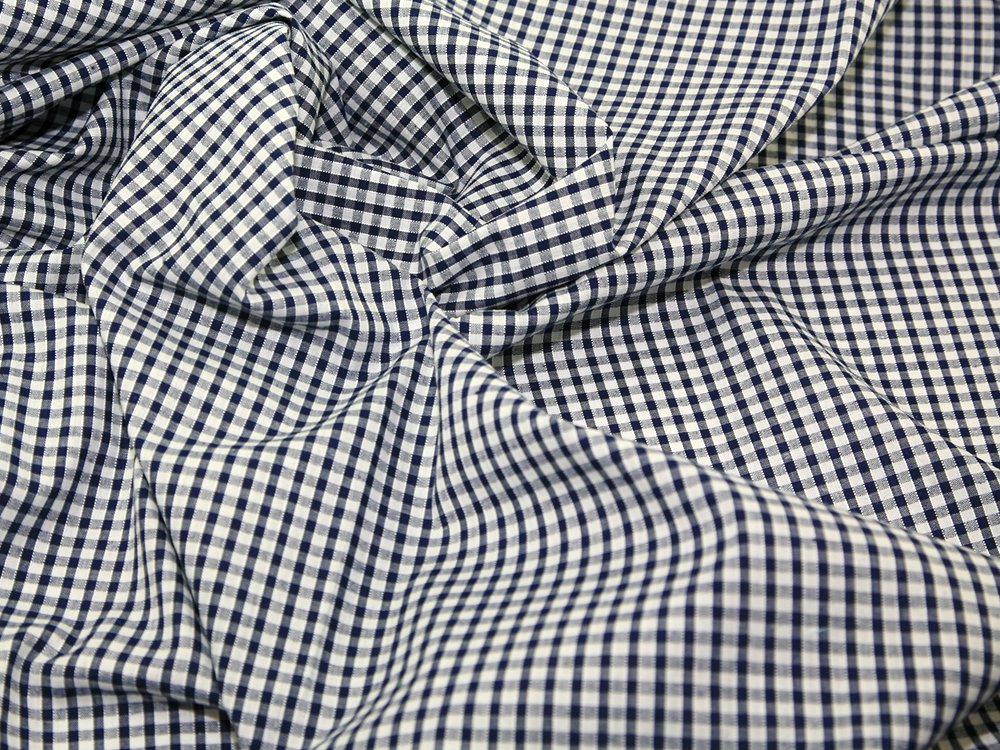 45" wide 1/8" Check Corded Gingham Dress Fabric Navy Blue - per metre