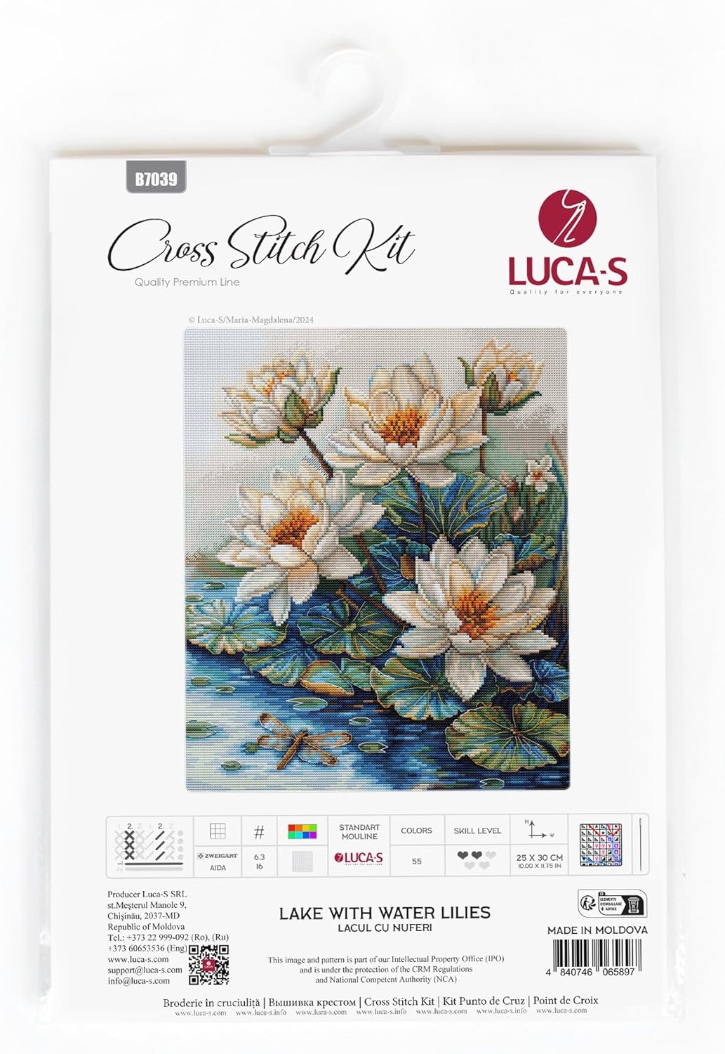 Luca-S Cross Stitch Kit, Counted Cross Stitch for Adults, Embroidery Kit Lake with Water Lilies, Craft Supplies Art Kits for Adults, B7039