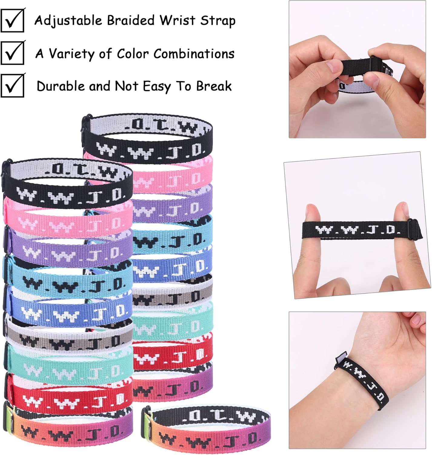 MOZAKA 21PCS WWJD Bracelets Pack Christian Gifts Adjustable Wristbands WWJD Jesus Bracelets Bulk What Would Jesus Do Bracelets with 21 Message Cards - Image 5