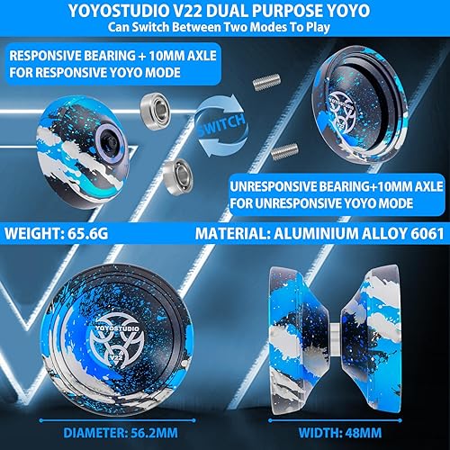 Miniatura 4 de YOYOSTUDIO V22 Yoyo Yoyo profesional sensible para niños de 8 a 12 años, yó de truco profesional para adultos y niños con kit de accesorios de yoyos