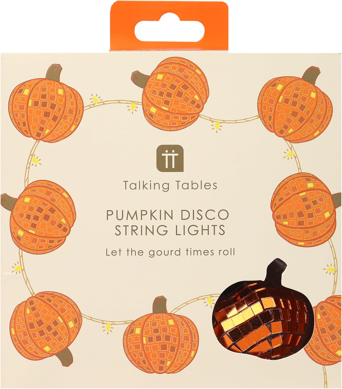 Talking Tables Pumpkin Disco Ball Indoor Halloween LED String Lights Warm Glow Fun Thanksgiving Fall Decorations Gourd Fairy Light Birthday NYE Party Christmas Home Décor Batteries not Included 5.1ft