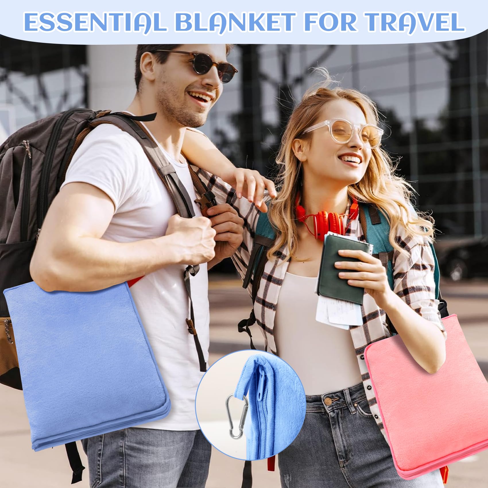 Couverture De Voyage Avion 2 En 1 - Douce, Chaude + Oreiller Intégré - Parfaite Pour Voyages