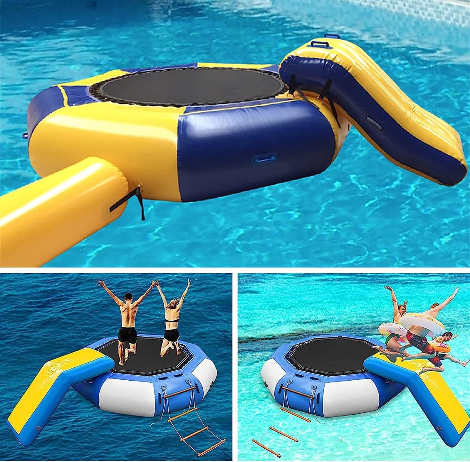 NOWLIN Piattaforma gonfiabile di nuoto dell'acqua del trampolino della spruzzata dell'acqua con scala mobile e scala di sport acquatici, 1.5m/5ft