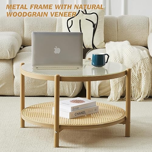 Miniatura 4 de COSVALVE Mesa de centro de cristal contemporánea para sala de estar, juego de mesa de vidrio ovalado, parte superior de vidrio templado y base