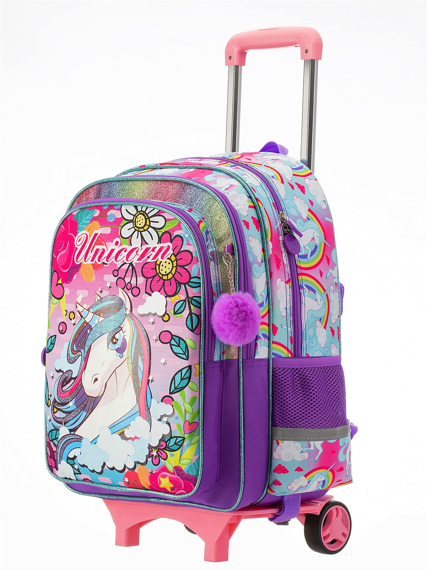 Unicorn Rolling Backpack for Girls 5 in 1 Elementary Student School