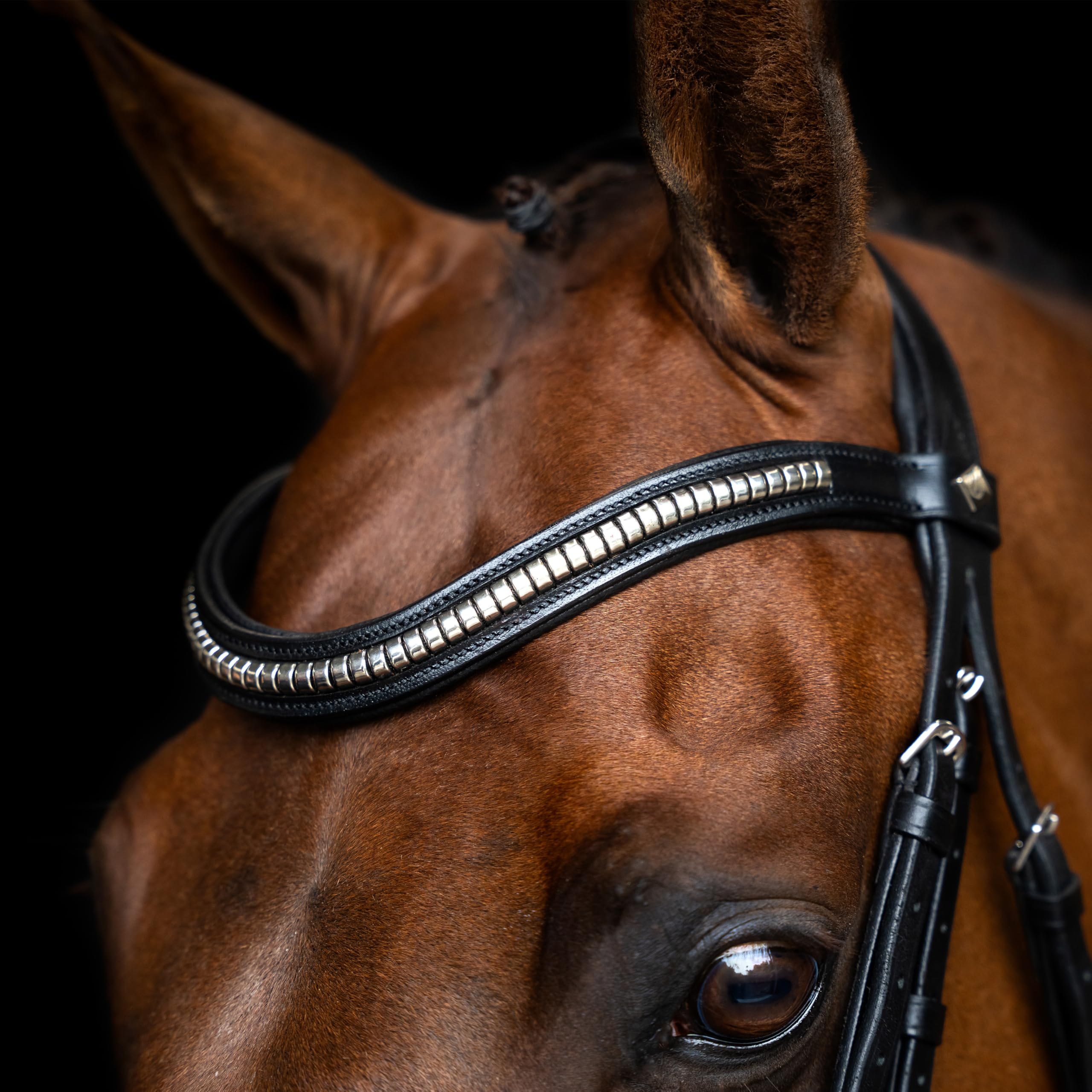 Imperial Riding Mexikanisches Zaumzeug IRH, Leder mit breitem Nasenband und gepolstertem Genickstück, Schwarz, Full