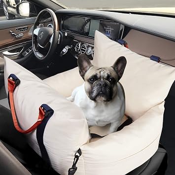 CAPEKA Multifunctional Luxury Dog Car Seat and Travel Pet Bed with Safety Seat Belt and Leash for Small and Medium Dogs, Premium Removable Waterproof Cover with Cushion Protection and Carrier Handle