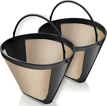 2-Pack #4 Reusable Permanent Cone Coffee Filters - Compatible with Cuisinart 1014 Cup Brewers DCC-3200, DCC-1200, DCC-3400 & Ninja Coffee Makers - Stainless Steel Mesh, Dishwasher-Safe by GoodCups
