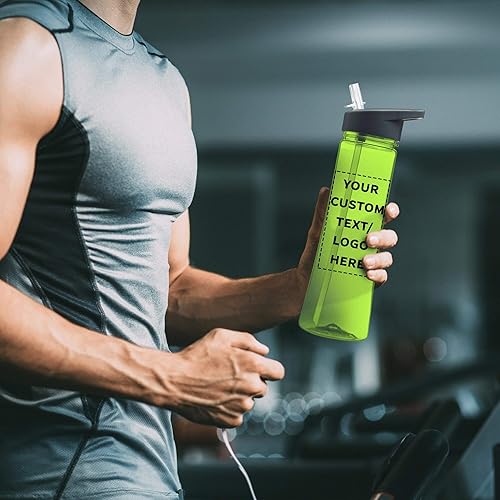 Miniatura 7 de DISCOUNT PROMOS Botellas de plástico personalizadas con boquilla de bebida de 22 onzas, juego de 10, paquete personalizado a granel, ideal para