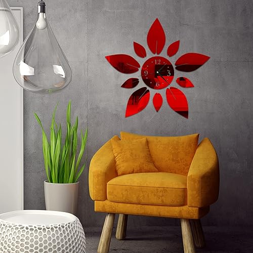 Miniatura 5 de Pegatinas de espejo de pared grandes digitales 3D con diseño de flores modernas, autoadhesivas, de cristal, acrílico, pétalos, bricolaje,