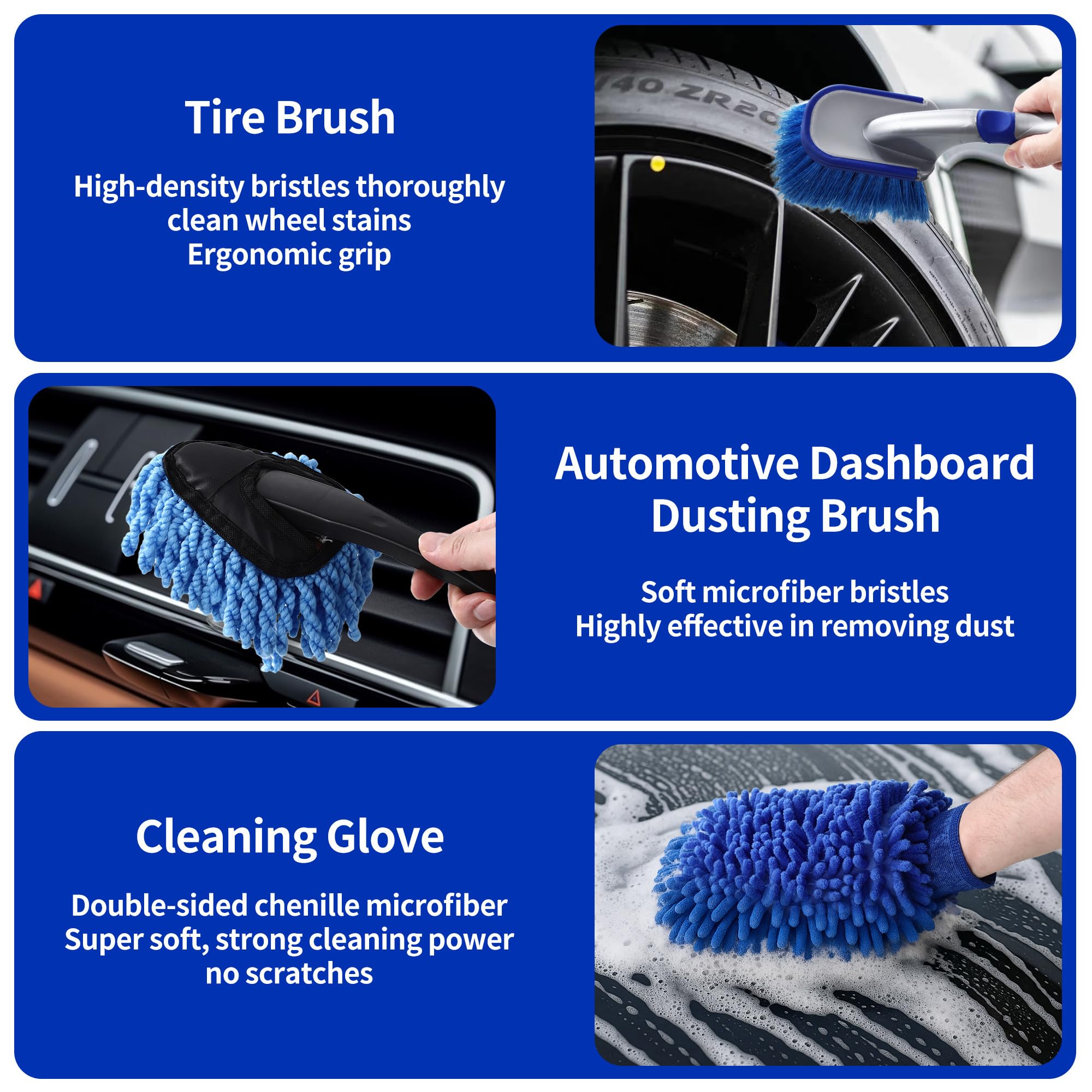 31 Pièces Kit Nettoyage Voiture,Kit de Brosse Nettoyage Voiture pour l'intérieur et l'extérieur, Car details Brush car Wast set, kit de Nettoyage de voiture pour Fentes de Ventilation,Roues,Surfaces
