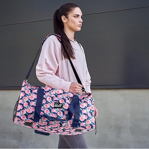 Miniatura 6 de WOLT Bolsa de viaje Bolsas de fin de semana para mujer, bolsa de transporte para artículos personales de 40 litros con bolsillo para ropa húmeda y