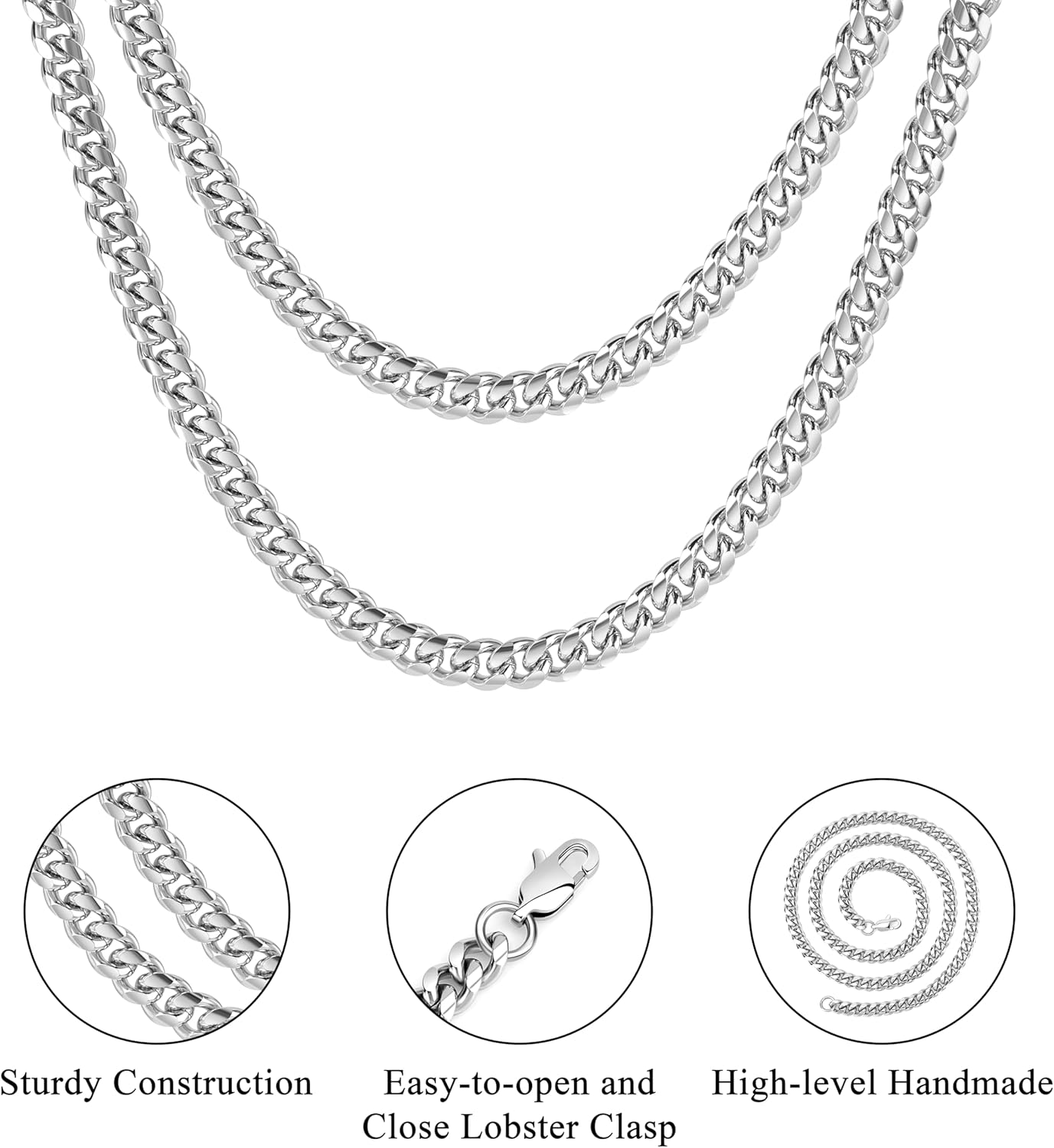 JoycuFF Mens Cuban Link Chain Necklace for Boyfriend Gold Silver Stainless Steel 6MM 10MM Hip Hop Anniversary Birthday Christmas Jewelry for Men - Image 5