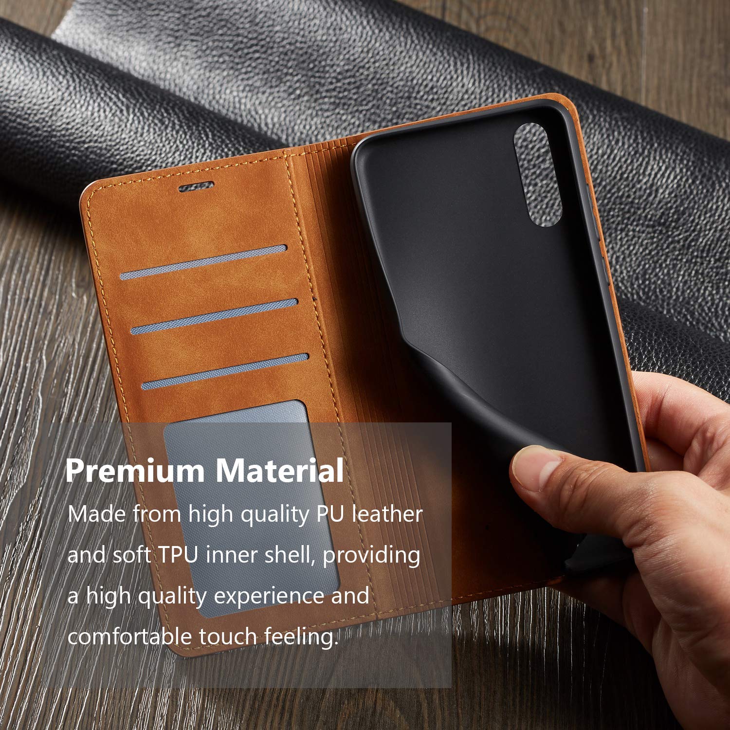 Cover Portafoglio Per Huawei P20 Pro, Pelle PU, Con 9 Slot Per Carte
