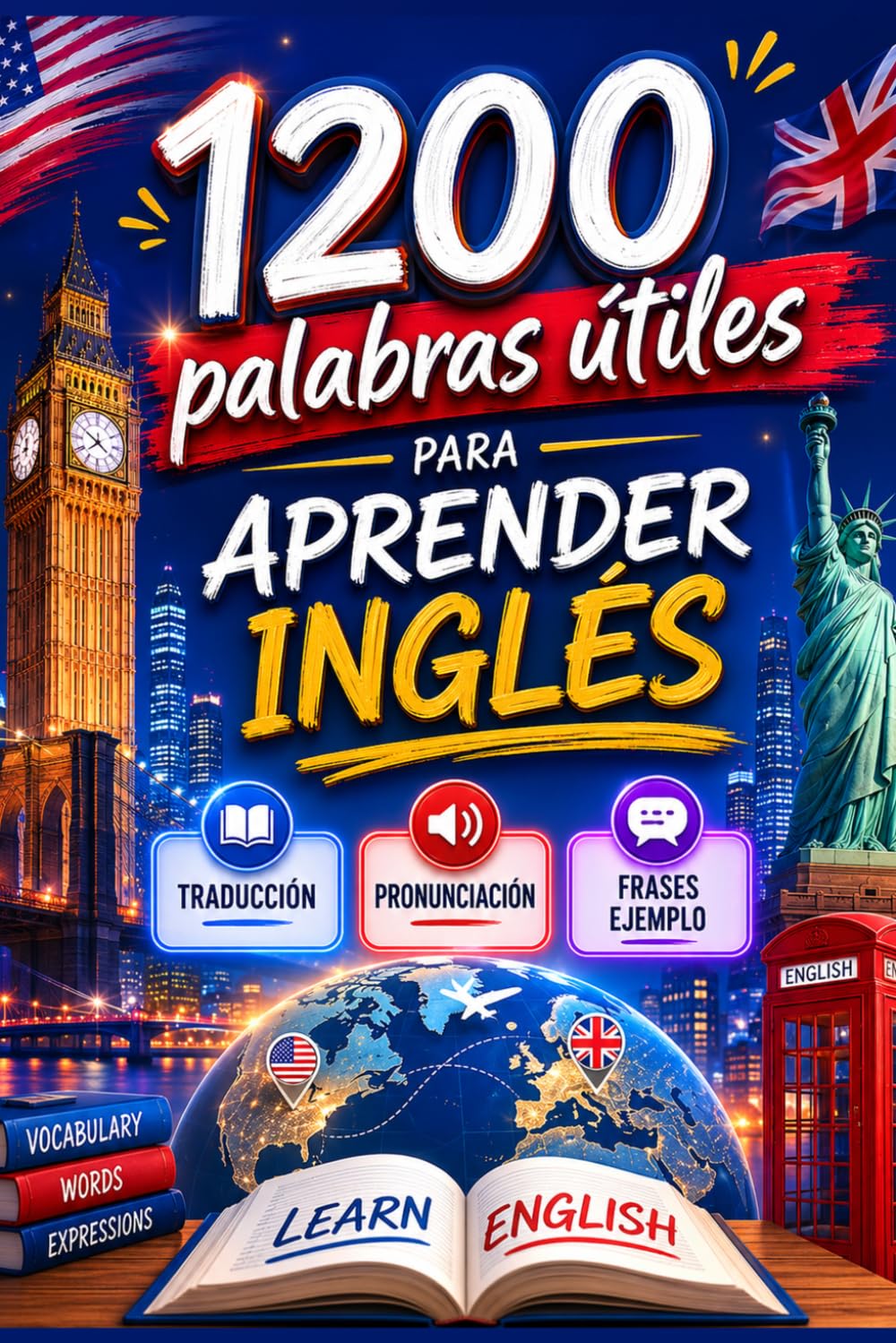 1200 PALABRAS ÚTILES PARA APRENDER INGLÉS. VOCABULARIO ESENCIAL: Palabras en inglés por categorías con traducción, pronunciación y frases de ejemplo (LEARNING ENGLISH)