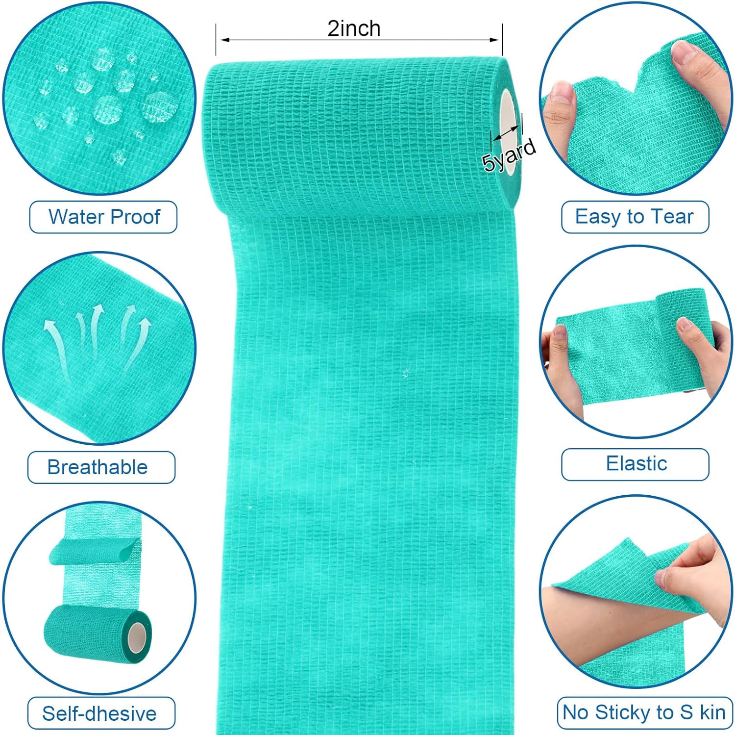 Treela 36 Pcs Self Adherent Bandage 4" X 5 Yard Wrap Breathable Cohesive Bandage Elastic Adhesive Tape for Stretch Athletic Sports Wrist Ankle(Assorted Color) - Image 2