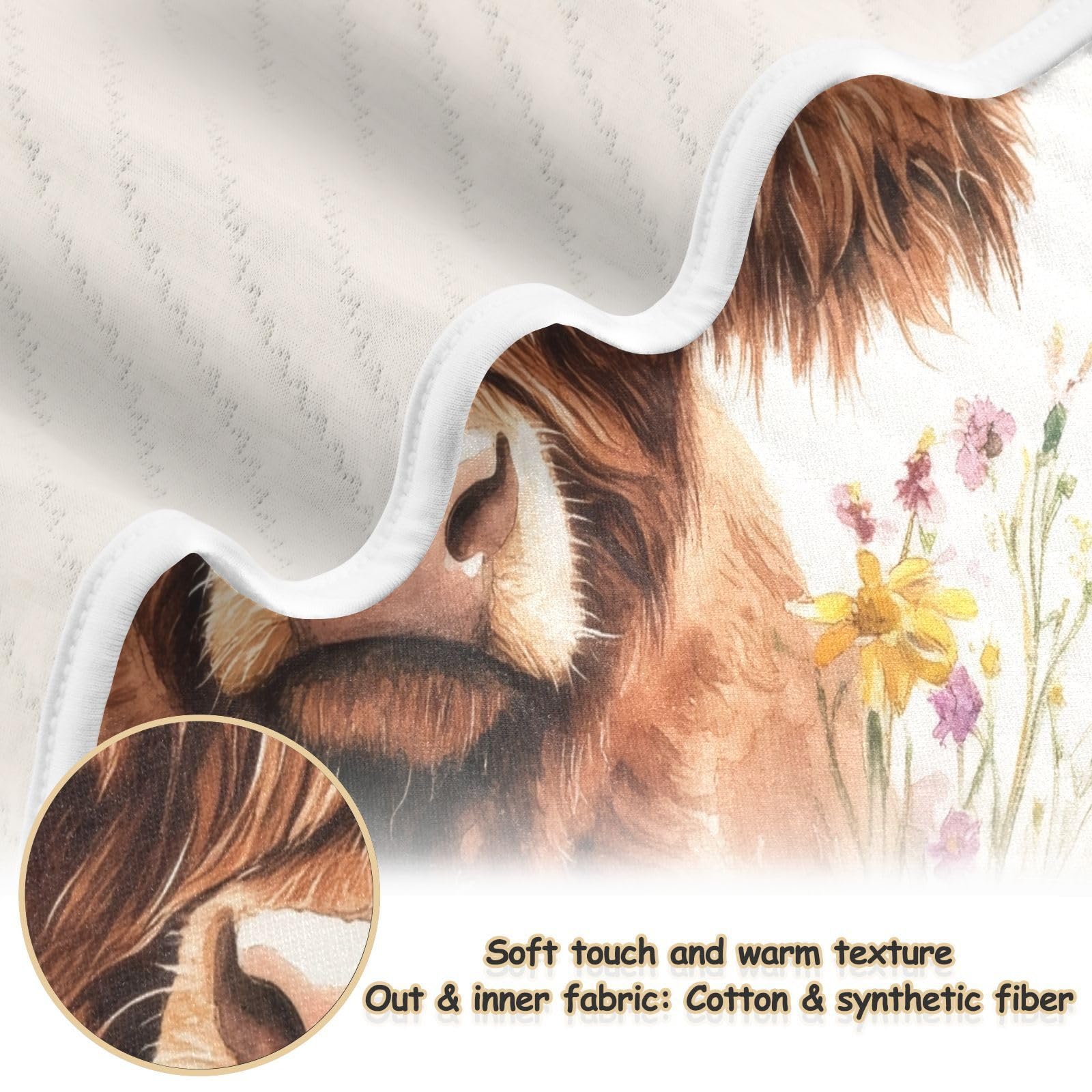 Burbuja Cow in Flowers Butterfly Baby Blanket for Boys Girls, Nursery Soft Warm Swaddling Receiving Baby Blankets, 30x40 in Toddler Blanket