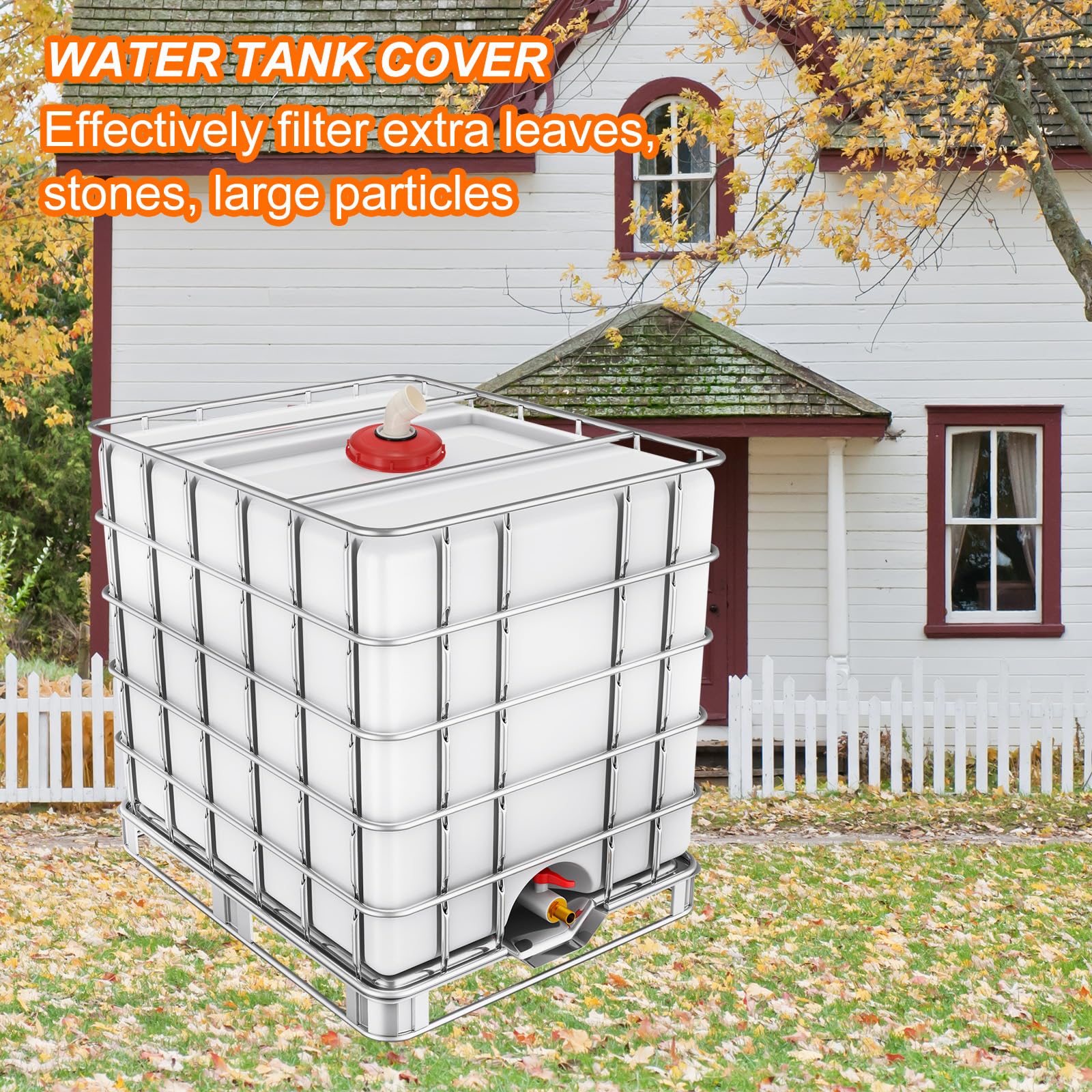 sourcing map Tapa de filtro IBC de 245 mm, adaptador de manguera de plástico IBC de 45°, contenedor de tanque de agua de lluvia de 1000 L con filtro de nailon lavable para tanques de agua de 275