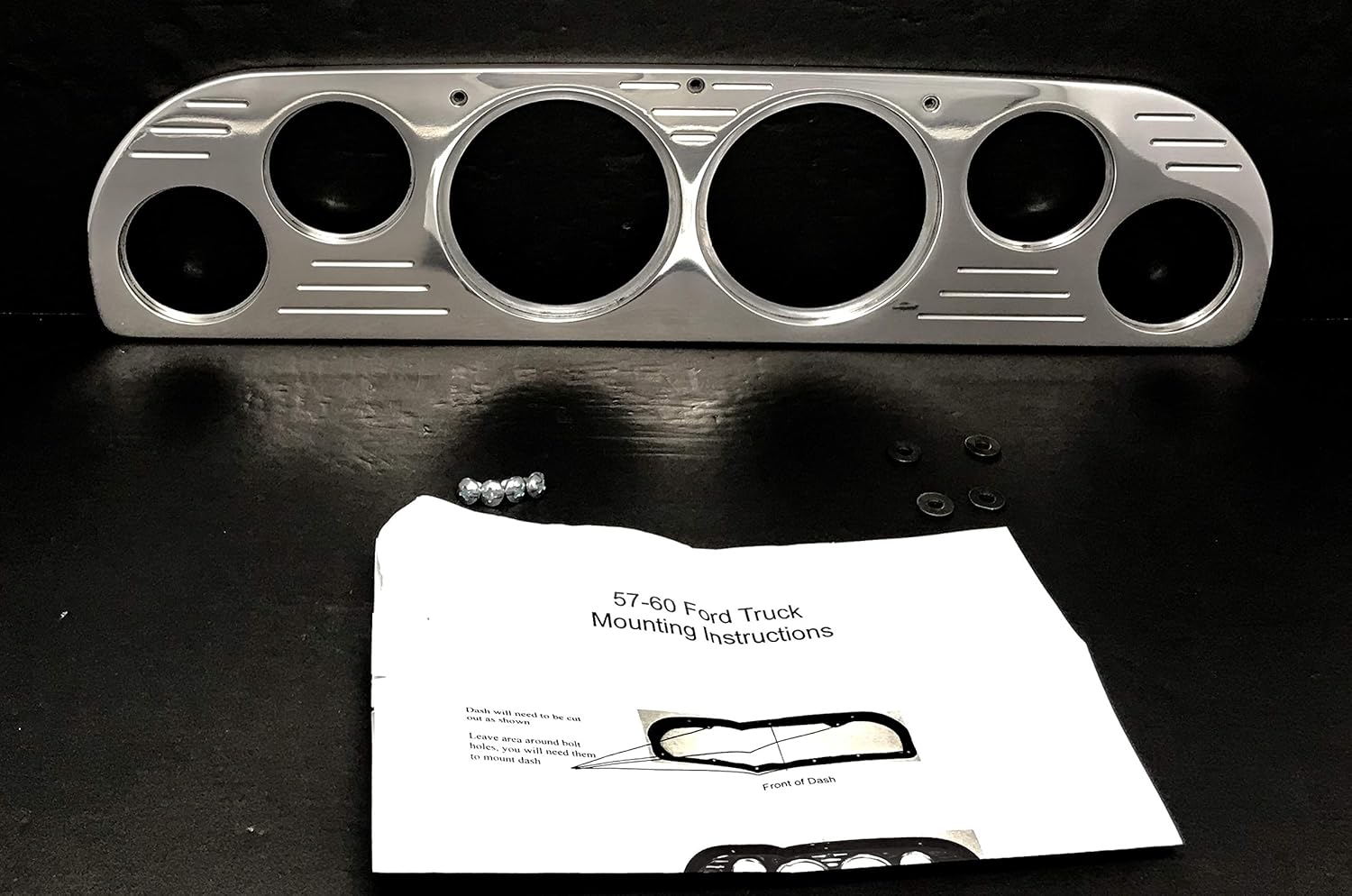 Dolphin Gauges Compatible with 1957 1958 1959 1960 Ford Truck 6 Gauge Dash Insert - Polished Billet Aluminum