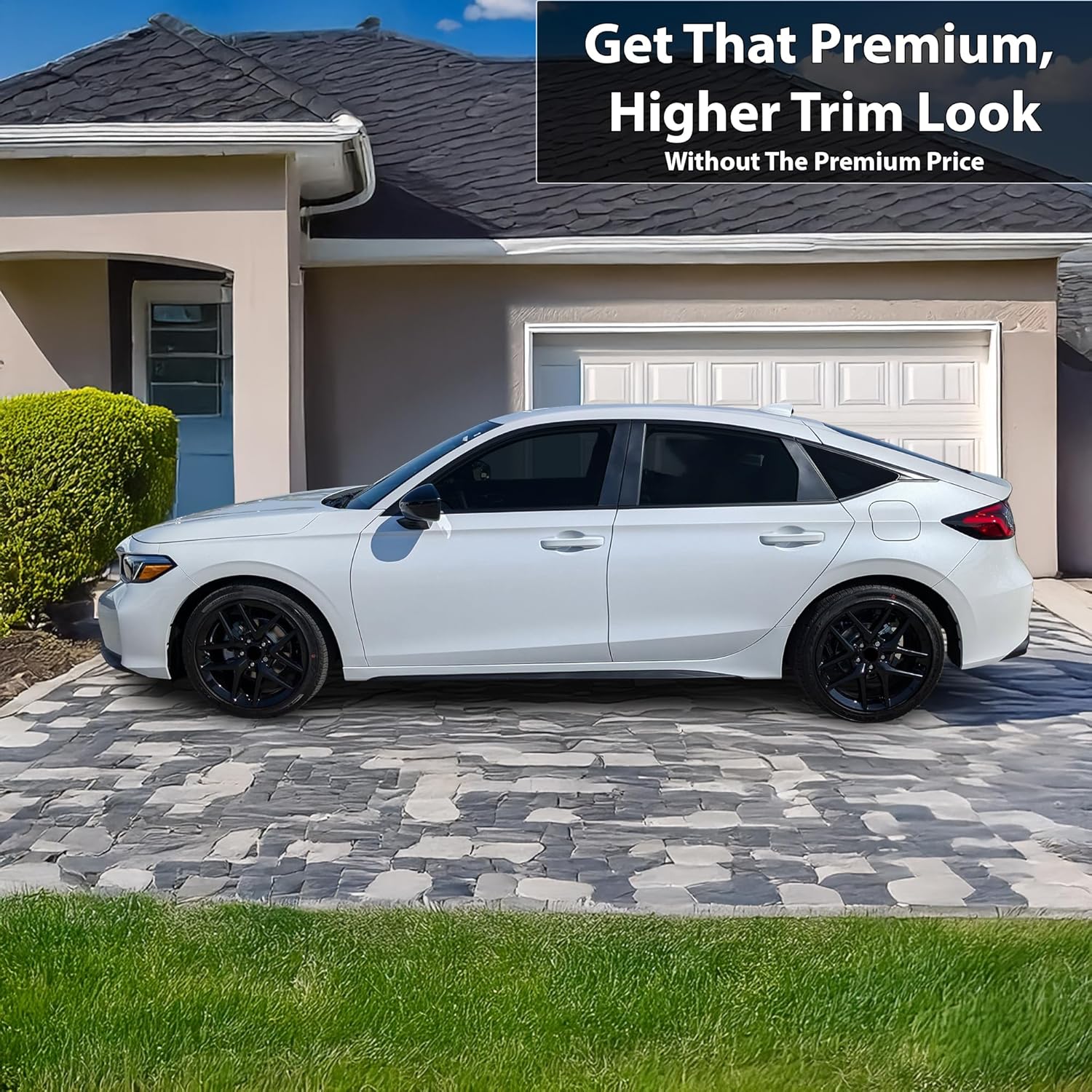 BOGAR TECH DESIGNS for Honda Civic Hatchback 2022-2026 Side Window Chrome Delete – Precut Vinyl Trim Overlay, Gloss Black Blackout Appearance