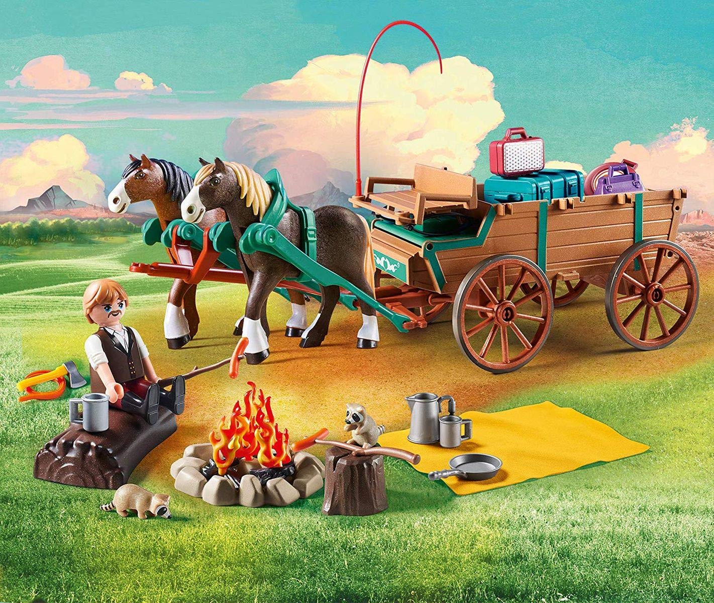 PLAYMOBIL DreamWorks Spirit 9477 - Padre di Lucky con carro, Dai 4 anni